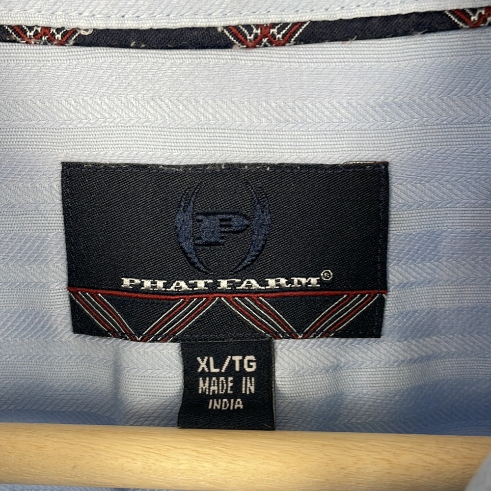 Phat Farm men's long sleeve button down 1 pocket  strip pattern shirt Size XLTG - Picture 7 of 7
